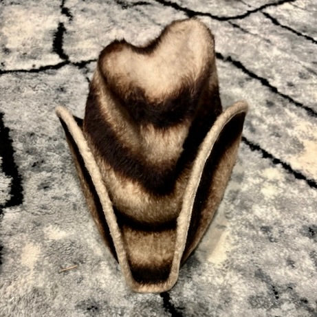 BACKLESS MINI WESTERN HAT - BROWN POLE CAT