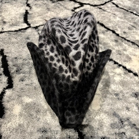 BACKLESS MINI WESTERN HAT - GREY LEOPARD
