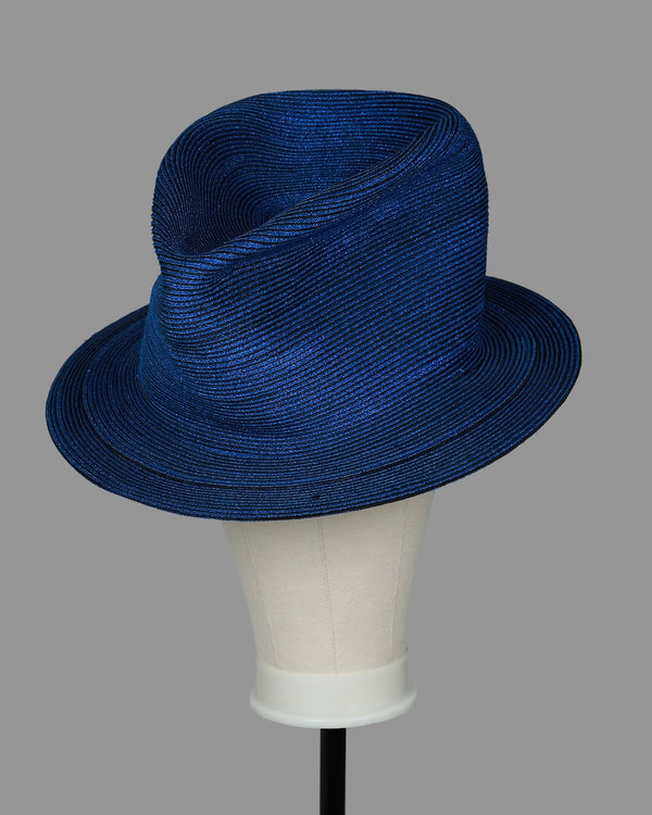 BIG SMASHED FEDORA HAT - METALLIC BLUE - S/M