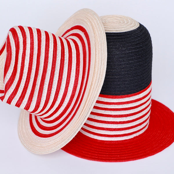 SALE - STRIPED FEDORA HAT - S/M