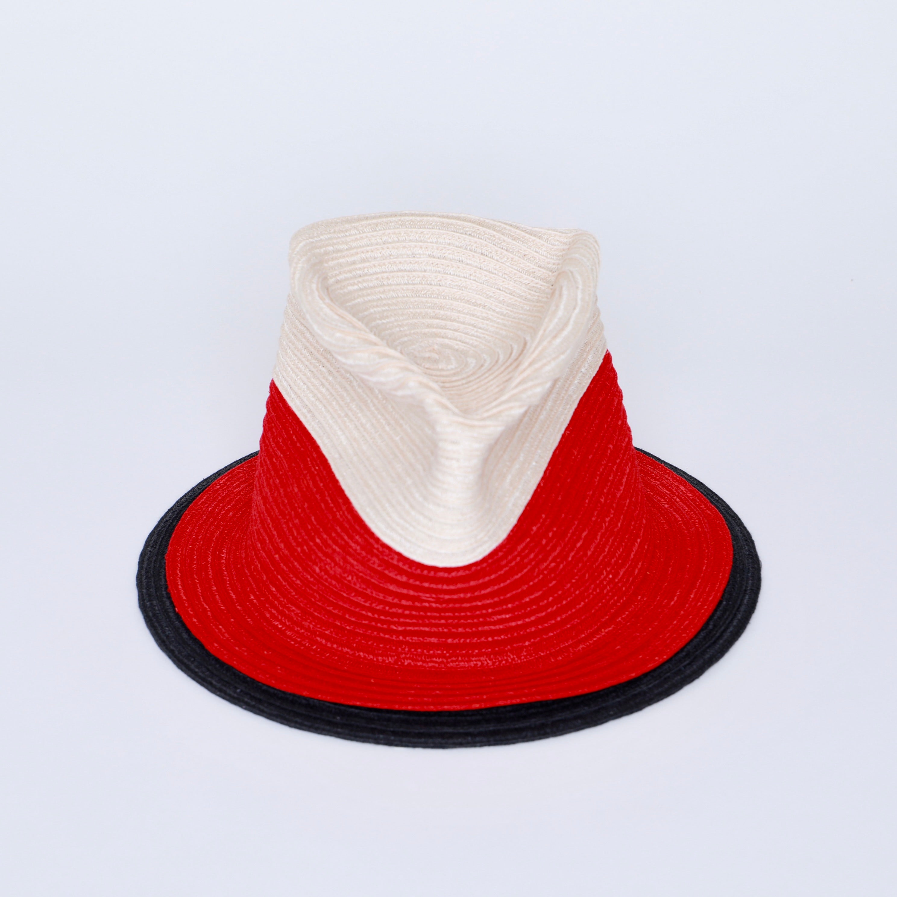 SALE - COLOR BLOCKED BIG SMASHED FEDORA - M/L