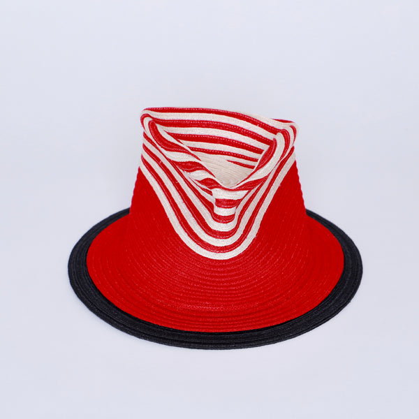 SALE - COLOR BLOCKED BIG SMASHED FEDORA - M/L